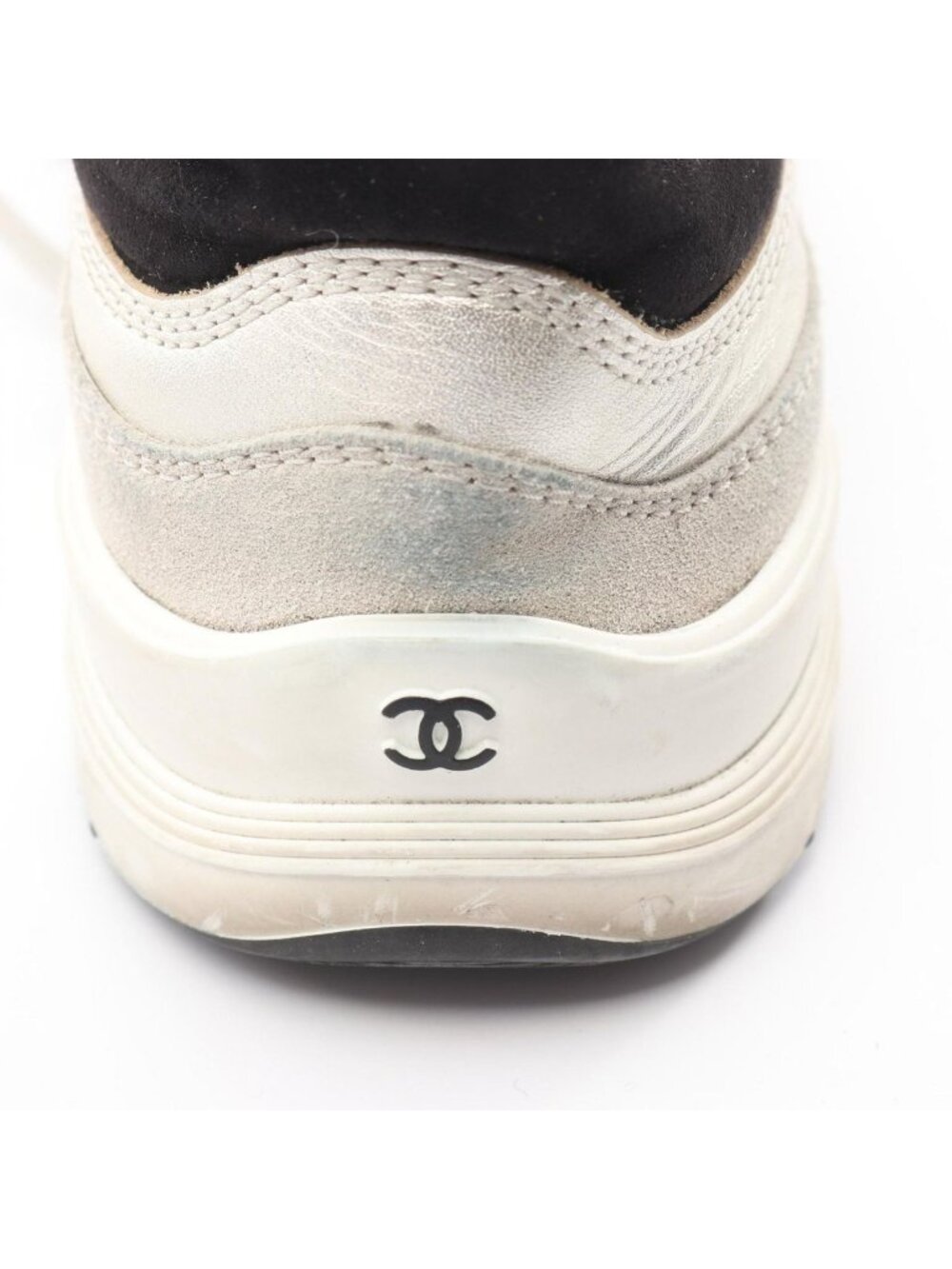 Chanel Sneakers CC Logo Silver Leather - Picture 8 of 11